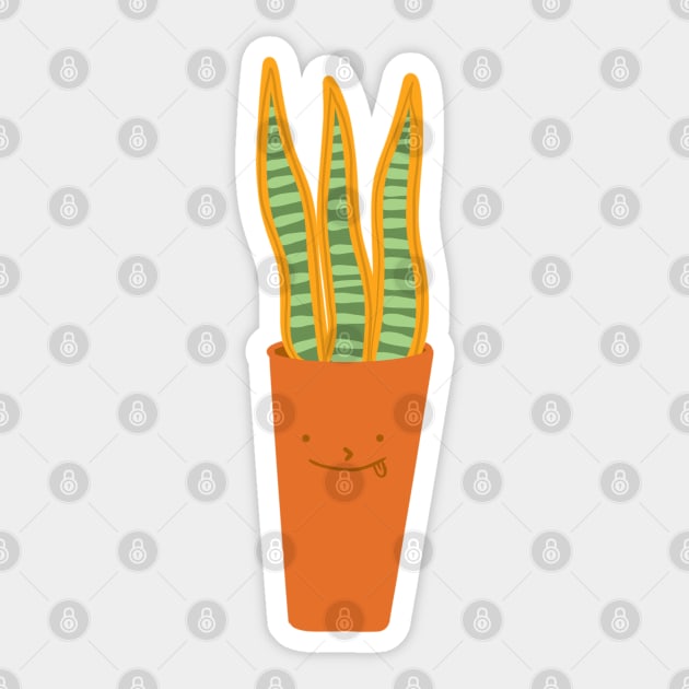 Cute Snake Plant Sticker by crankycranium